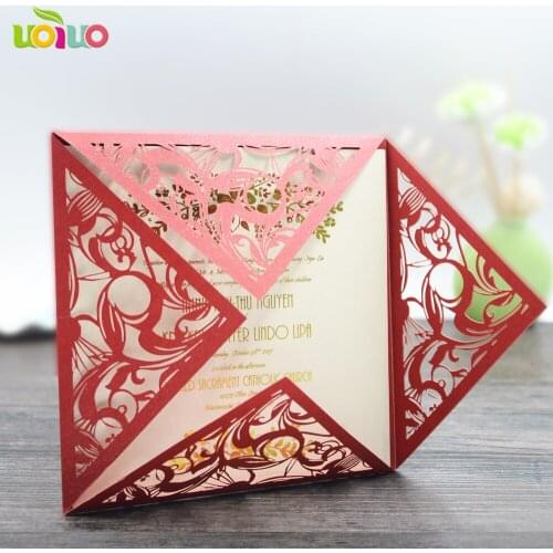 Free shipping 50set inc38 Laser Cut Wedding Invitations Elegant Wedding Invitation Ribbon girl pricess birthday Invitation Cards