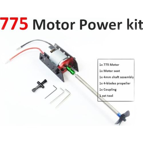 Free Shipping 775 RC Boat motor power kit set 775 motor+motor seat+4mm shaft+propeller+coupler RC Feeding boat motor kit