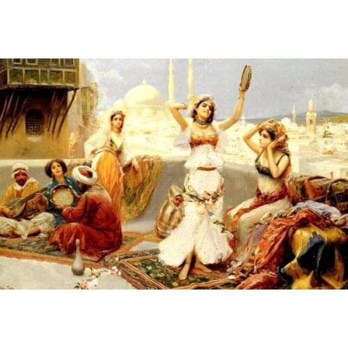 Free shipping classical arab girl tambourine dance scenery oil paintings canvas printing on canvas wall art decoration picture