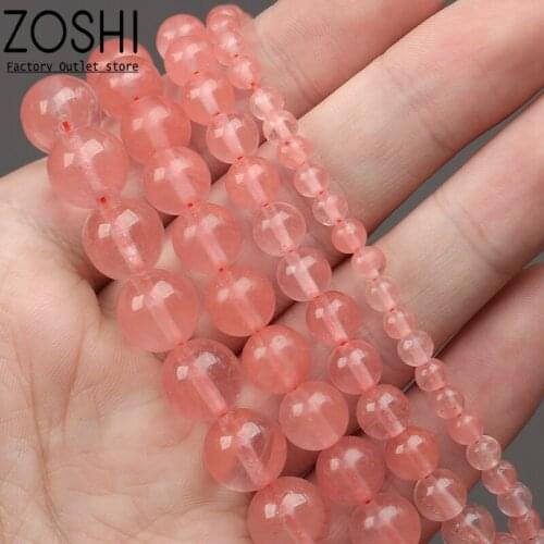 Cherry Quartz Round Stone Beads Watermelon Red Loose Spacer Beads For Jewelry DIY Making Bracelet Accessories 15'' 6 8 10mm
