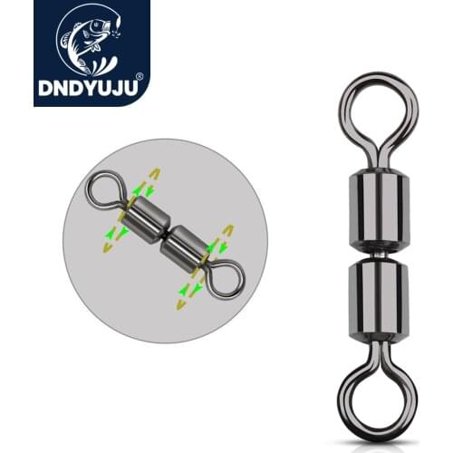 DNDYUJU 30/50pcs Stainless Steel Double Ball Bearing Swivel Solid Fishing Connector High Speed Swivels Fishing Accessories