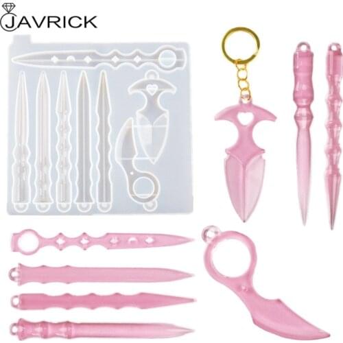Self Defence Dagger Mold Anti-Wolf Weapons Sword Silicone Mold Sword Axe Tactical Pen Pendant Mold Jewelry Making Tools
