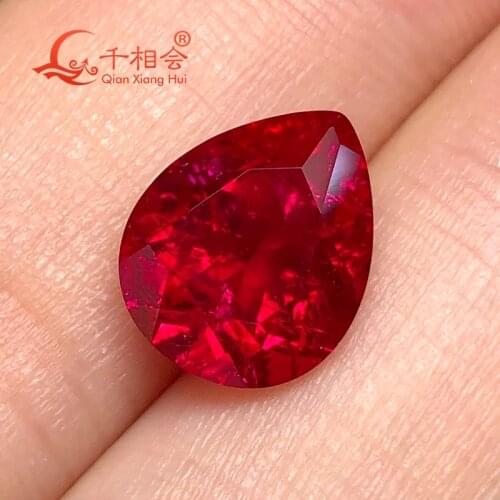 Pear shape artificial ruby 8# dark red natural cut including minor cracks and inclusions corundum loose gem stone