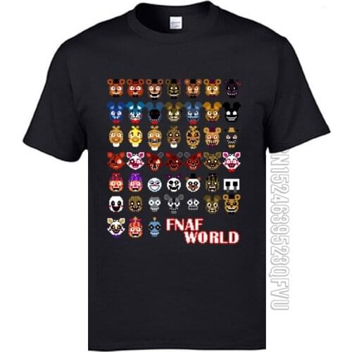 2019 New Coming FNAF World Game T Shirt 100% Cotton Crew Neck Europe T Shirts April Fools' Day Funny Cartoon Tops T Shirt
