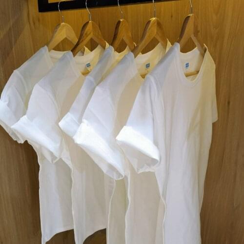 Cotton Round Neck Bottoming T-shirt White Loose Short-sleeved T-shirt For Men And Women Loose Summer Solid Color T-shirt