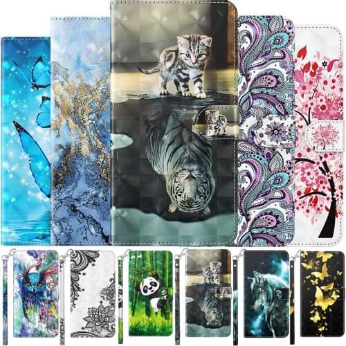 Cat Butterfly Painted Flip Leather Case For Xiaomi Redmi 8A 9A 9T Note 8 2021 8T 9 9S 9T 10S 10 Pro Max Card Holder Stand Cover