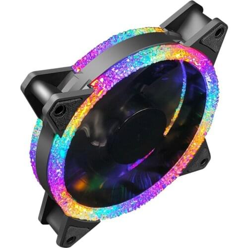 Tiny Diamond 12cm Dual Aperture Chassis Fan Desktop Computer Mute LED Dual Ring Cooling Chassis Fan