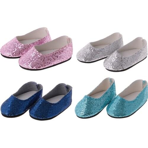 Fashion bling bling 4 Pairs of Sequins Shoes suitable for 14 inch Girl Wellie Wisher Dolls for kids gift toys