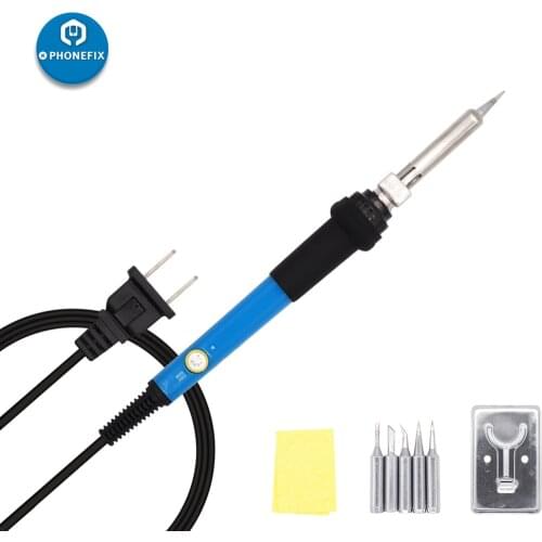 110V 220V 60W Electric Soldering Iron Kit with 5pcs Different Irons Tips Adjustable Temperature Soldering Welding Iron Kit