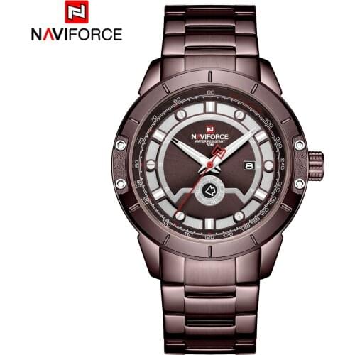 NAVIFORCE Men Watches Top Luxury Brand Fashion Stainless Steel Quartz Wristwatch For Man Waterproof Date Clock Relogio Masculino