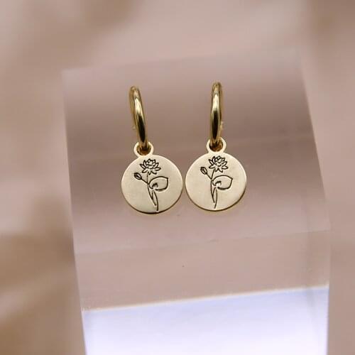 2021 Summer Women Fashionable Personality Exquisite Flower Pendant Earrings Gold Plated 12 Months Flower Earring For Women Gift