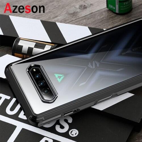 Azeson For Xiaomi Black Shark 4 Pro 3 Pro 3S Case Transparent Acrylic PC+TPU Soft Frame Hybrid Shockproof Cover