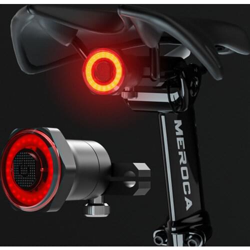 Smart Bicycle Rear Light Auto Start/Stop Brake Sensing IPx6 Waterproof USB Charge Cycling Tail Taillight Bike LED Light
