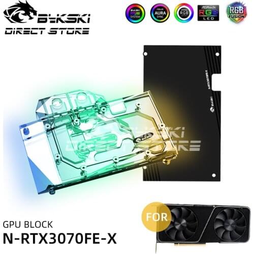 Bykski 3070 VGA Water Block Full Coverage For NVIDIA RTX 3070 Founders Edition Heatsink GPU Block Cooler A-RGB N-RTX3070FE-X