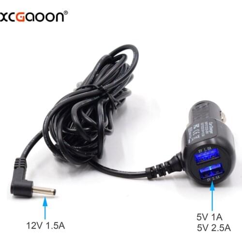 XCGaoon Diameter 3.5mm 12V 1.5A Charging Port With 5V 3.5A Dual USB Car Charger for Car GPS Radar Detector Camera Cable 3.5meter