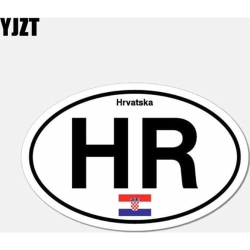 YJZT 10.8CM*6.7CM ZA Personality HR Croatia Hrvatska Country Code Oval Car Sticker Decal 6-2630