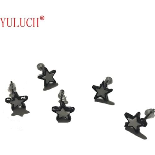 YULUCH Shiny five-pointed star stud earrings for fashion and beautiful womens jewelry accessories special small gifts