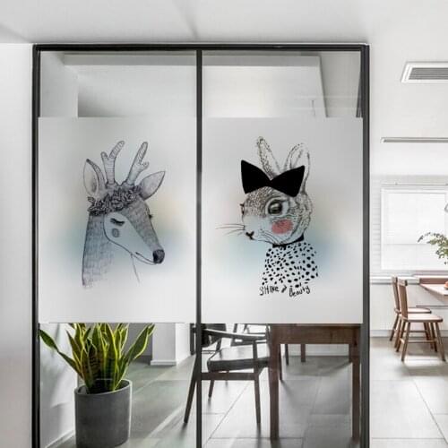 Custom Size Cat print Glass Window Film Static Cling No Glue Opaque Window Stickers Frosted Decals Living Room YYKT2041