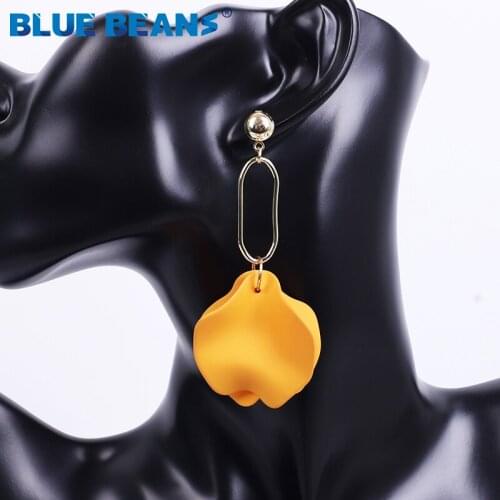 BLUE BEANS 2020 Flower Earrings Fashion Jewelry Drop Earrings Women Long Earrings Bohemia Girls Dangle Minimalist korean Earring