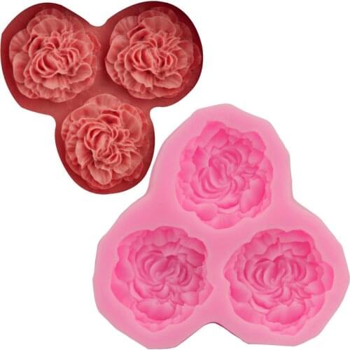 1Pcs Peony Shape Silicone Fondant Molds Flowers Clay Mold Cake Baking Wedding Decorating Tools Cake Border Mould