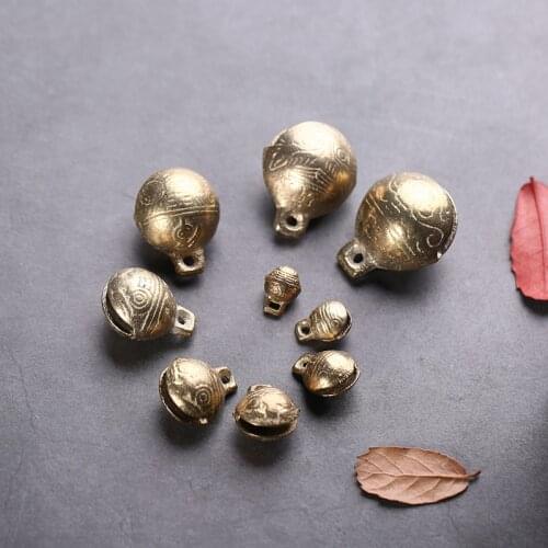 1Pc Bell Tiger Head Veins Copper Retro Beads For Home Wedding Party DIY Handmade Jewelry Accessories Christmas Tree Ornament 503