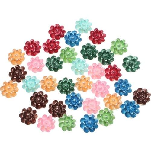100Pcs Mixed Colorful Resin Flower Decoration Crafts Flatback Cabochon Beads Embellishments For Scrapbooking DIY Accessories