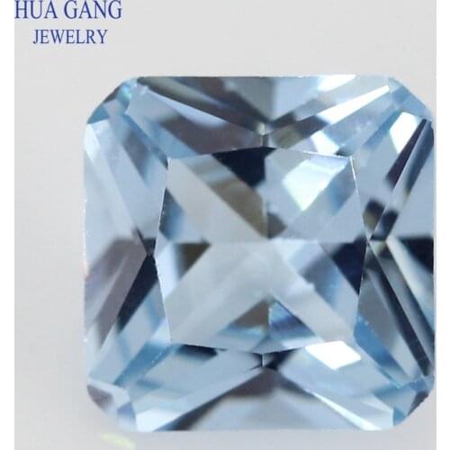 106# Light Blue Square Octangle Shape Princess Cut Synthetic Spinel Stone For Jewelry Size 3x3mm~8x8mm