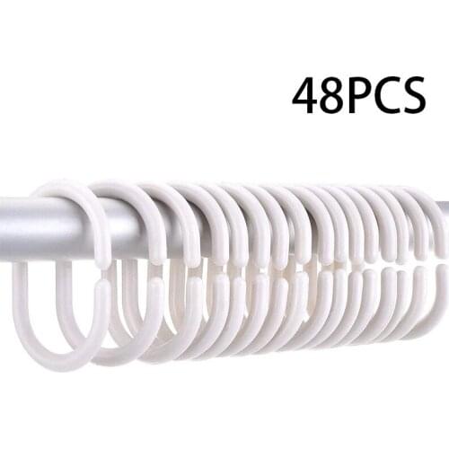 12/24/36/48PCS Home Curtain Hook C Shape Hanging Hooks Plastic Bathroom Shower Curtain Hook Rings Bathroom Accessroies