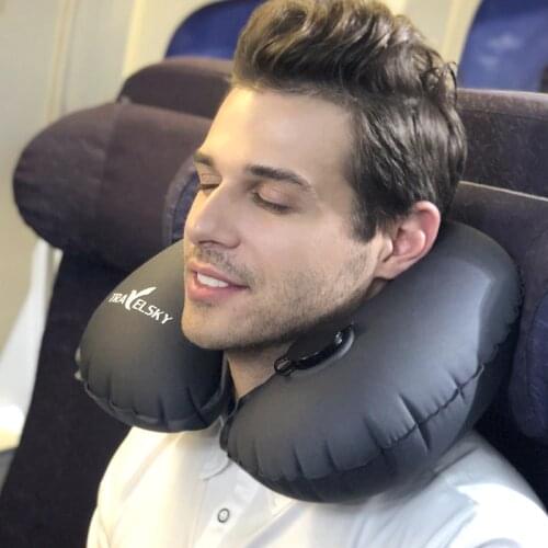 2020 Newest U-shape Travel Pillow For Airplane Portable Business Trip Eco-friendly TPU Lightweight Air Inflatable Neck Pillows