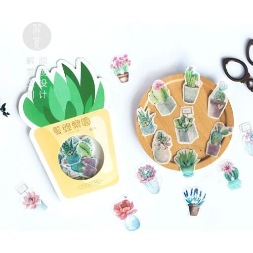 45 Pcs/Set Cute Green Plant Cactus Mini Sticker Mobile Decorative Stickers Scrapbooking DIY Craft Stickers