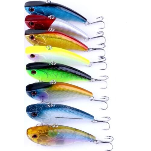 8PCS Hard Wobblers 7 .5CM 18.6G Plastic VIB Fishing Lures Artificial Bait 6# Treble Hooks Sinking Crankbait Tackle