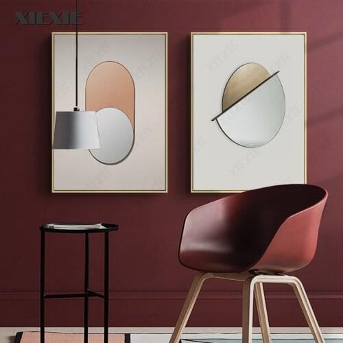 Nordic Abstract Geometric Gold Foil Creative Canvas Art Paintings for Living Room Bedroom Posters and Prints Wall Poster Decor