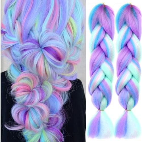 AIYEE Braiding Hair Pink Purple Blue Blonde Color Ombre Synthetic Jumbo Braids Hair Extension for Black Women