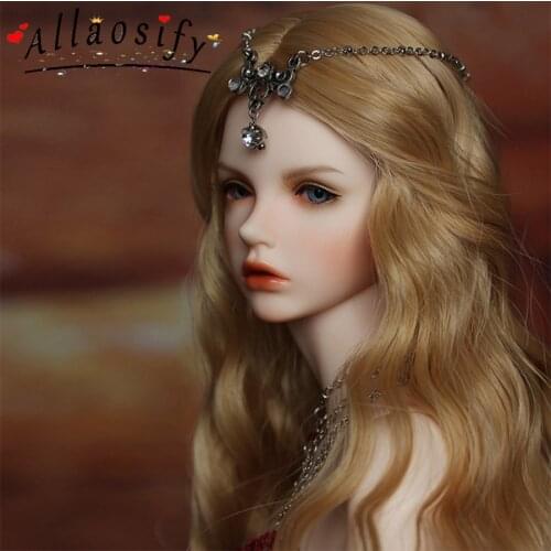 Allaosify BJD Giant Baby Doll Wig Brown White Gold Black Multi-Color Small Wave Volume Hair 1/3 1/4 1/6