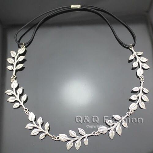 Jewelry Grecian Bridal Leaf Branch Hair Crown Tikka Head Dress Piece Band Wedding Prom Free Shipping flowered princess hair pins