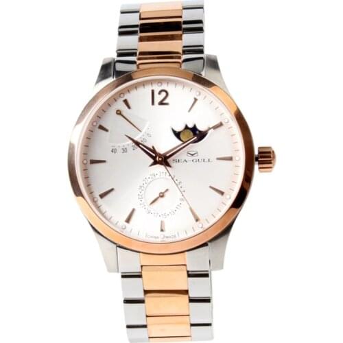 Seagull Power Reserve Moonphase Auto Date Dress Wristwatch Self Wind Automatic Mechanical Mens Watch 217.423