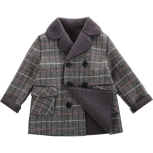 Childrens woolen coat boys long thick coat in autumn and winter