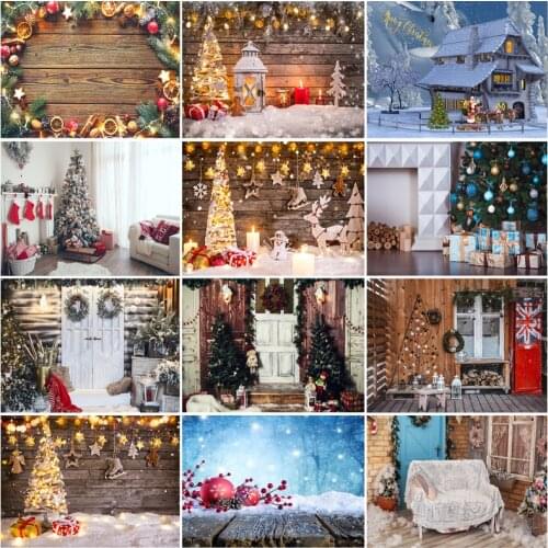 Wooden Board Christmas Backgrounds For Photography Winter Snow Snowman Gift Baby Newborn Portrait Photo Backdrops 210316SLT-02