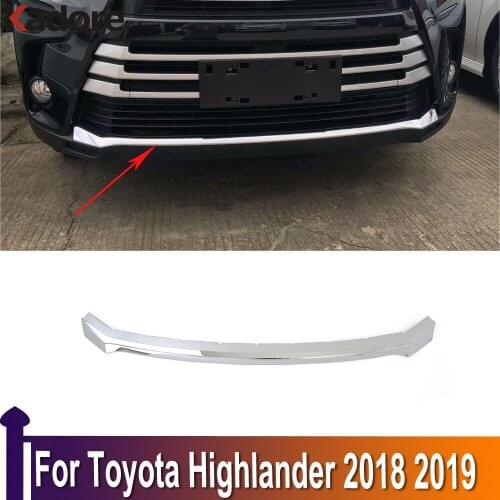 Chrome Front Lower Bumper Grille Bottom Cover Protector Strip Trim Accessory Car Styling For Toyota Highlander 2018 2019