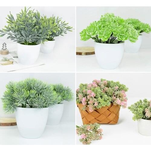2 bouquet Green Artificial Succulents Plants for Home Garden Decoration Wedding Plants Wall Flower Bonsai Fake Plants