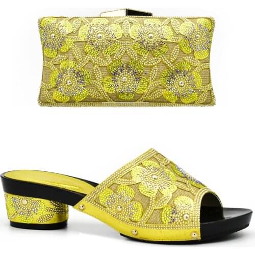 African Shoes and Matching Bags Italian Yellow Color African Matching Shoes and Bags Italian In Women High Quality Nigerian Shoe