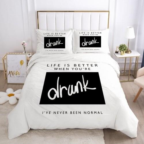 3D Duvet Cover Sets Bed Linen Bedding Set Quilt Covers Comforter Cases Full Twin Single King Queen Size Letter Design Bedclothes