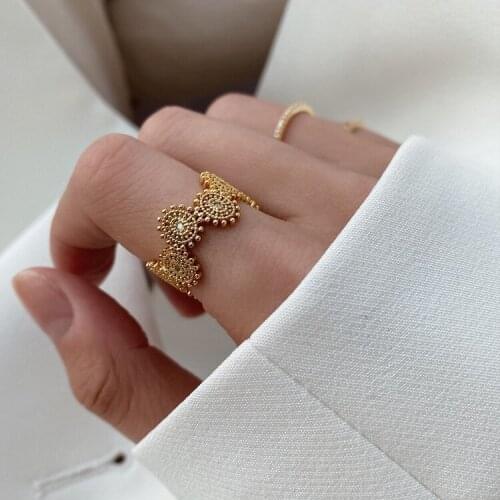 Korea Dongdaemun ring female ins online celebrity cold wind retro temperament Joker lace metal ring