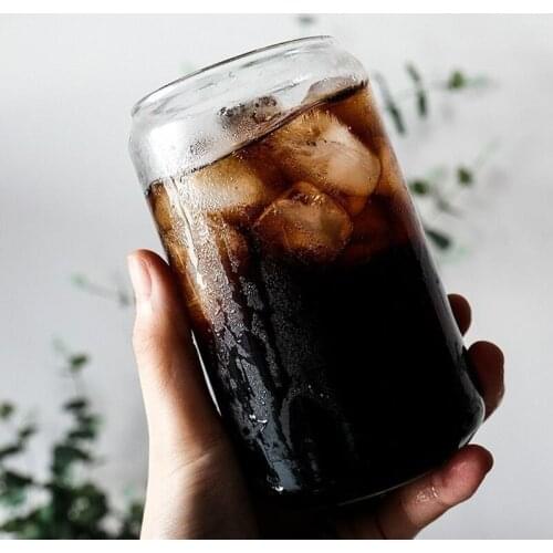 Creative Glass Cup Can Shape Tea Juice Milk Coffee Mug Wine Glass Drink Cup High Borosilicate Glass Durable Drinkware