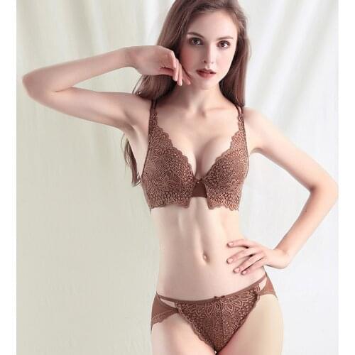Lace Bra 3/4 Lingerie Female Bow Beauty Backless Steel Ring Bra Suit Lace Lingerie Set Sexy Panties and Bra Set Underwear Set