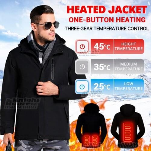 Winter Heated Jacket Mens Jacket USB Heated Vest Thermal Outerwear Clothing Warm Jacket Hiking Hunting Equipment Ski Fishing