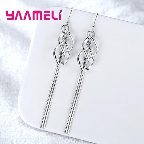 Top Selling Merchandise 925 Sterling Silver Long Style Tassel Hook Earrings Trendy Metallic Texture Retro Women Ear Brincos
