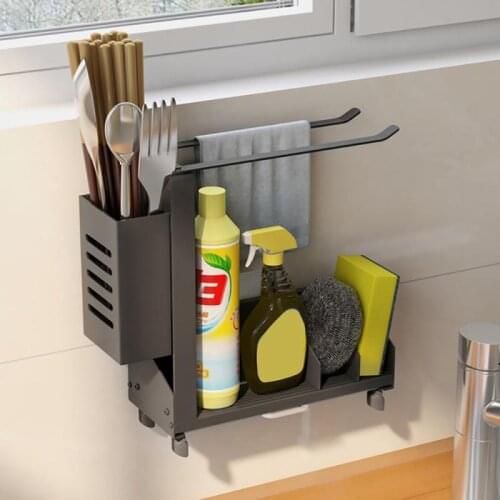 Stainless Steel Multifunctional Drain Rack Dish Cloth Rack Sponge Holder Rag Storage Rack Kitchen Shelf Towel Sponge Rag Holder
