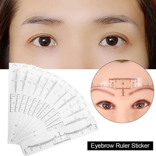 NEW 10PC Reusable Semi Permanent Eyebrow Ruler Eye Brow Measure Tool Eyebrow Guide Ruler Microblading Calliper Stencil Makeup