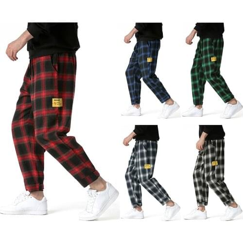2021 New Fashion Plaid Shorts with Small Feet for Men Velcro Slacks